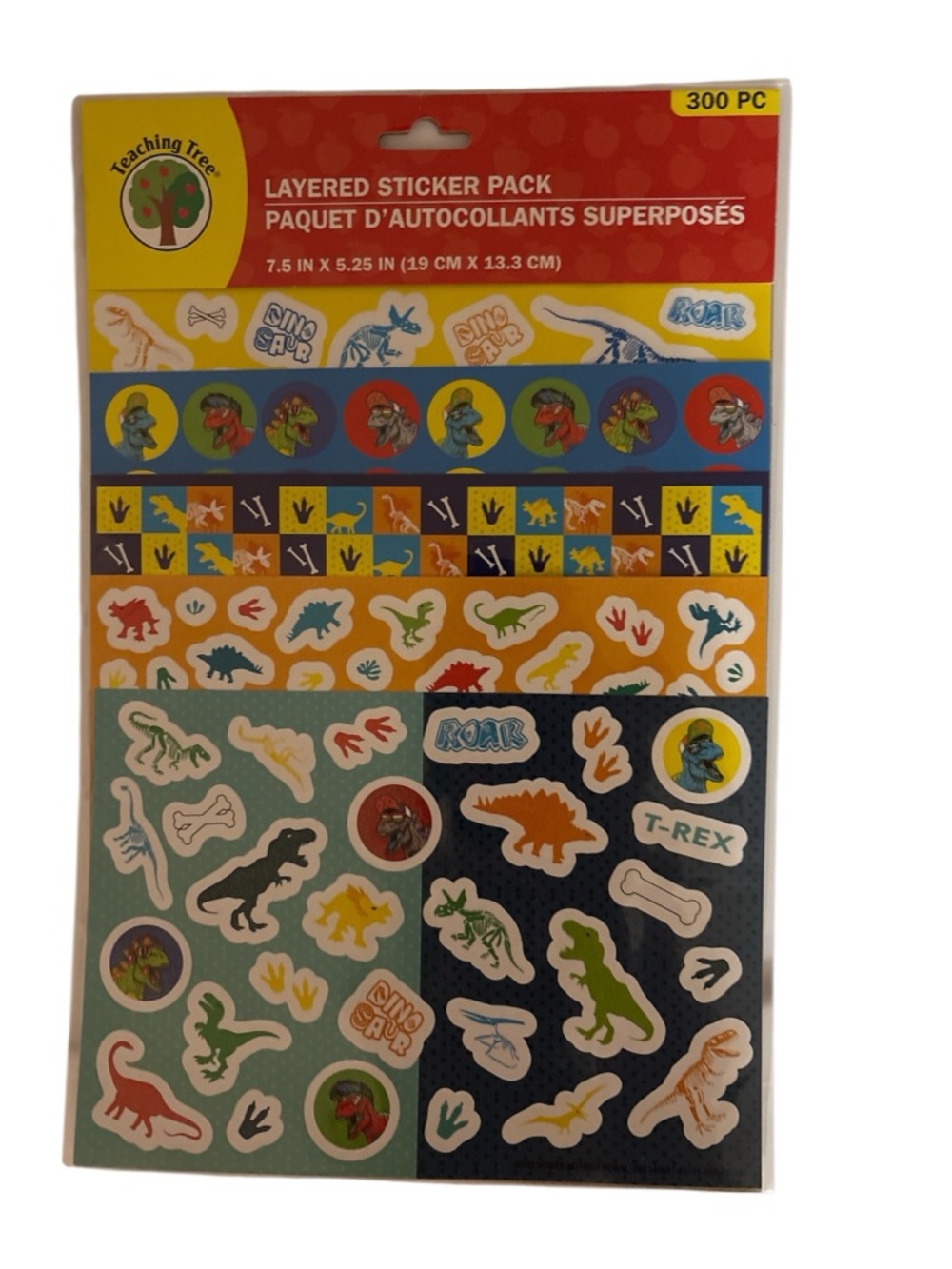 Teaching Tree Layered Dinosaur Sticker Pack - Multicolor